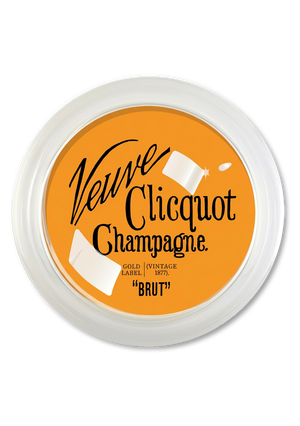 Veuve Clicquot Brut Text 4" Round Glass Coaster