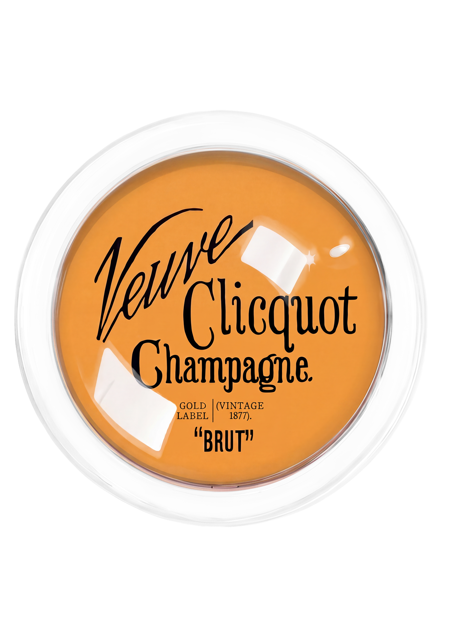 Veuve Clicquot Brut Text 4" Round Glass Coaster