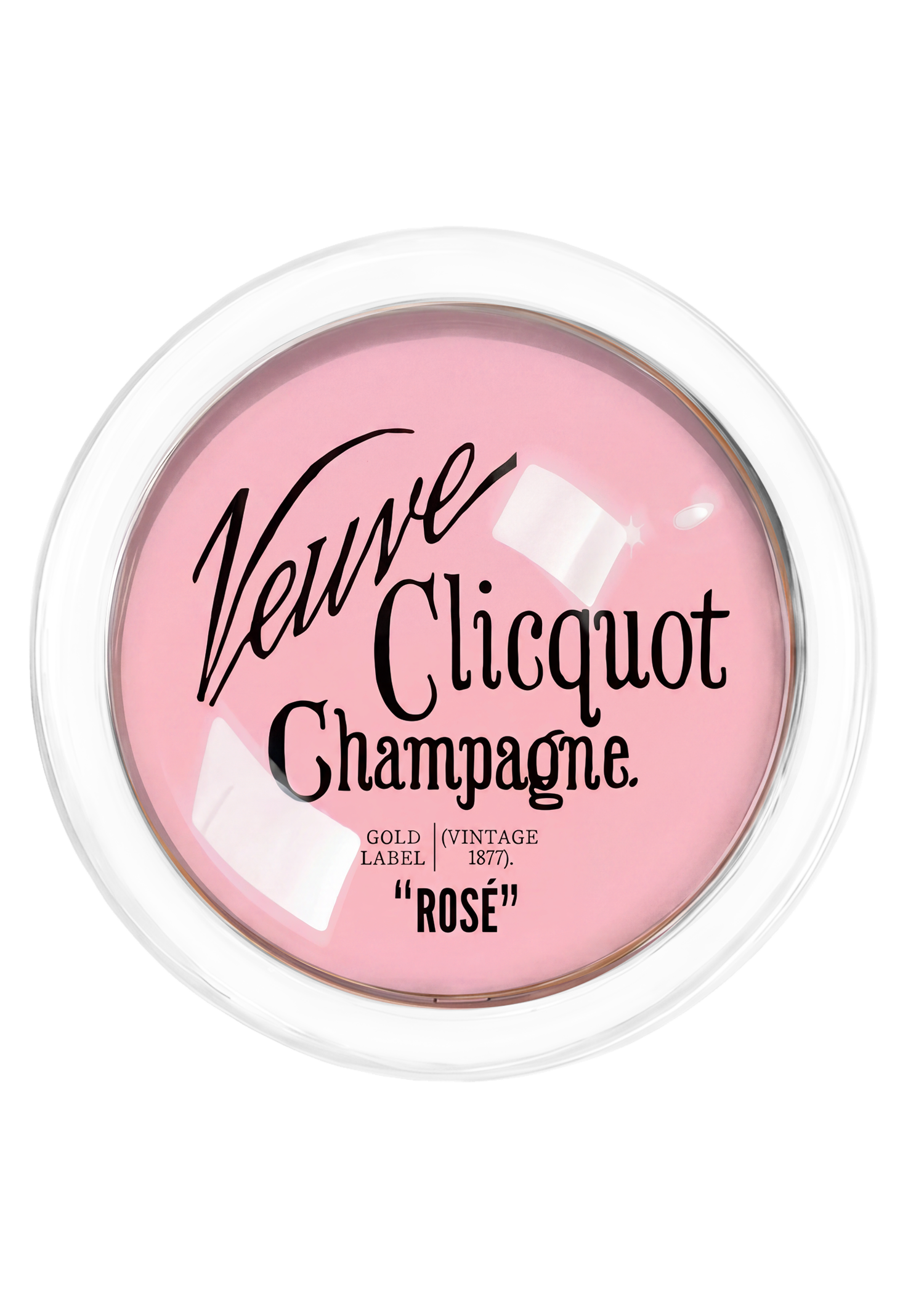 Veuve Clicquot Rosé Text 4" Round Glass Coaster