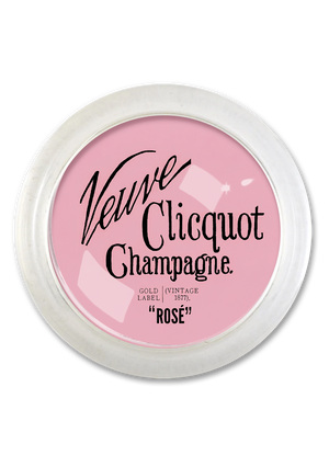 Veuve Clicquot Rosé Text 4" Round Glass Coaster