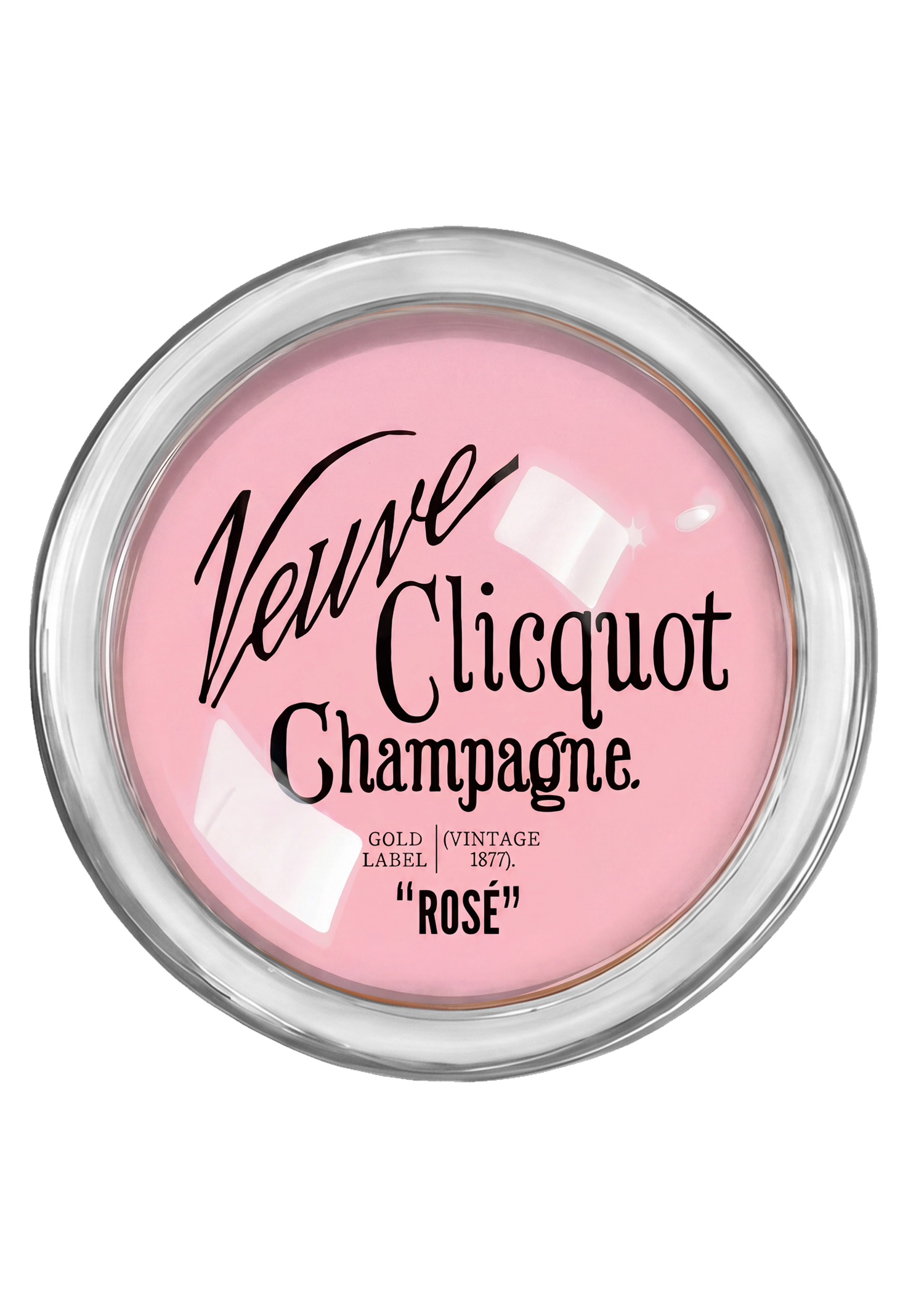 Veuve Clicquot Rosé Text 4" Round Glass Coaster