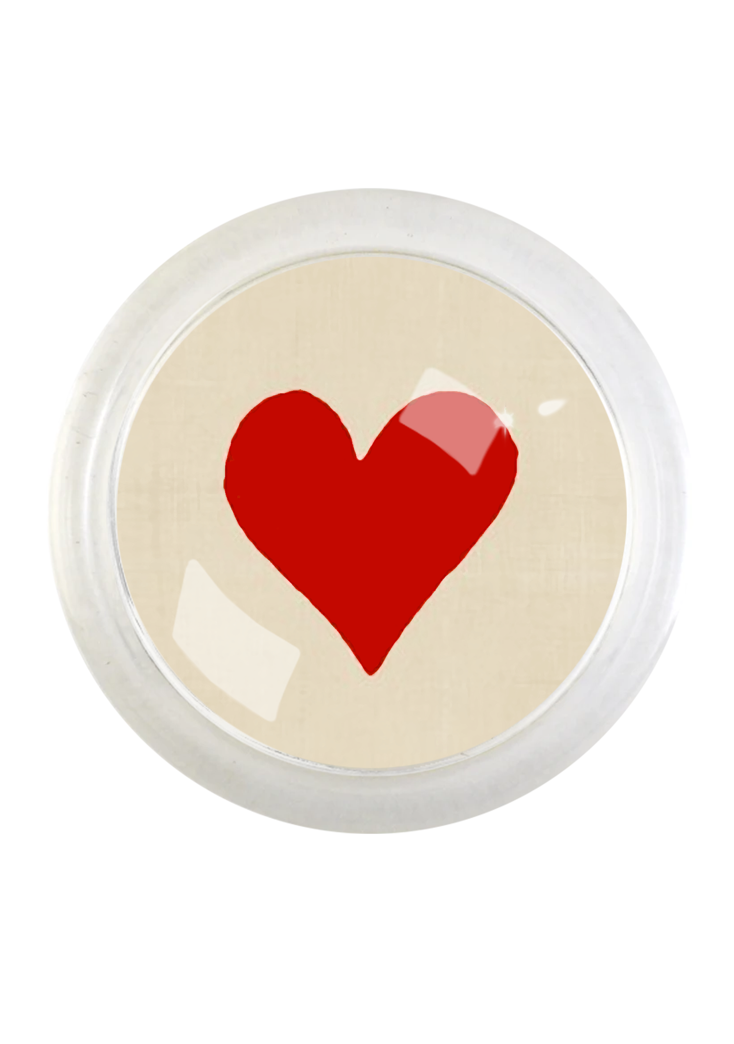 Long Red Heart 4" Round Glass Coaster