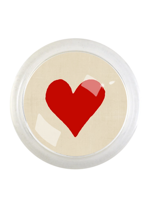 Long Red Heart 4" Round Glass Coaster