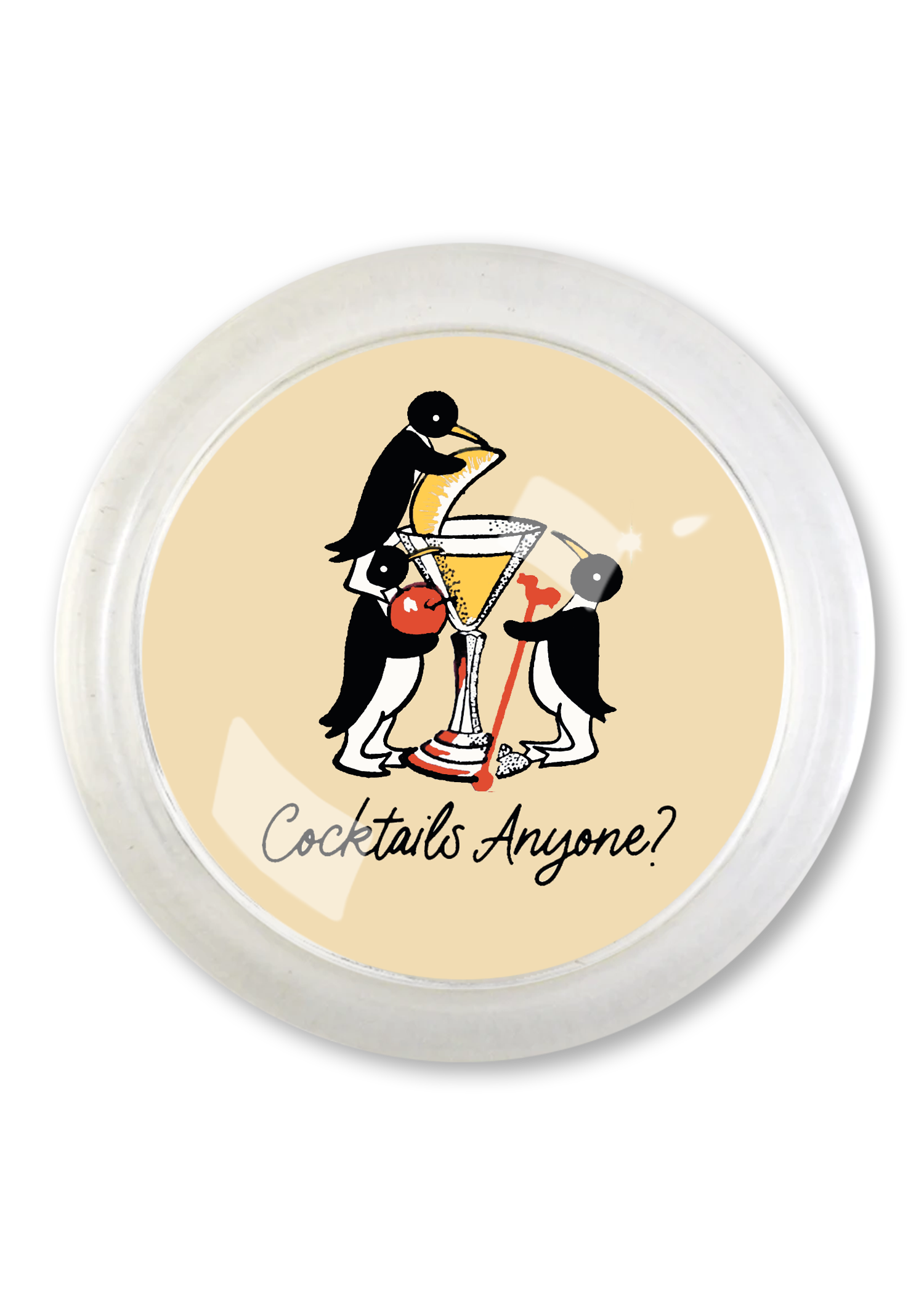 Cocktails Anyone 4" Round Glass Coaster