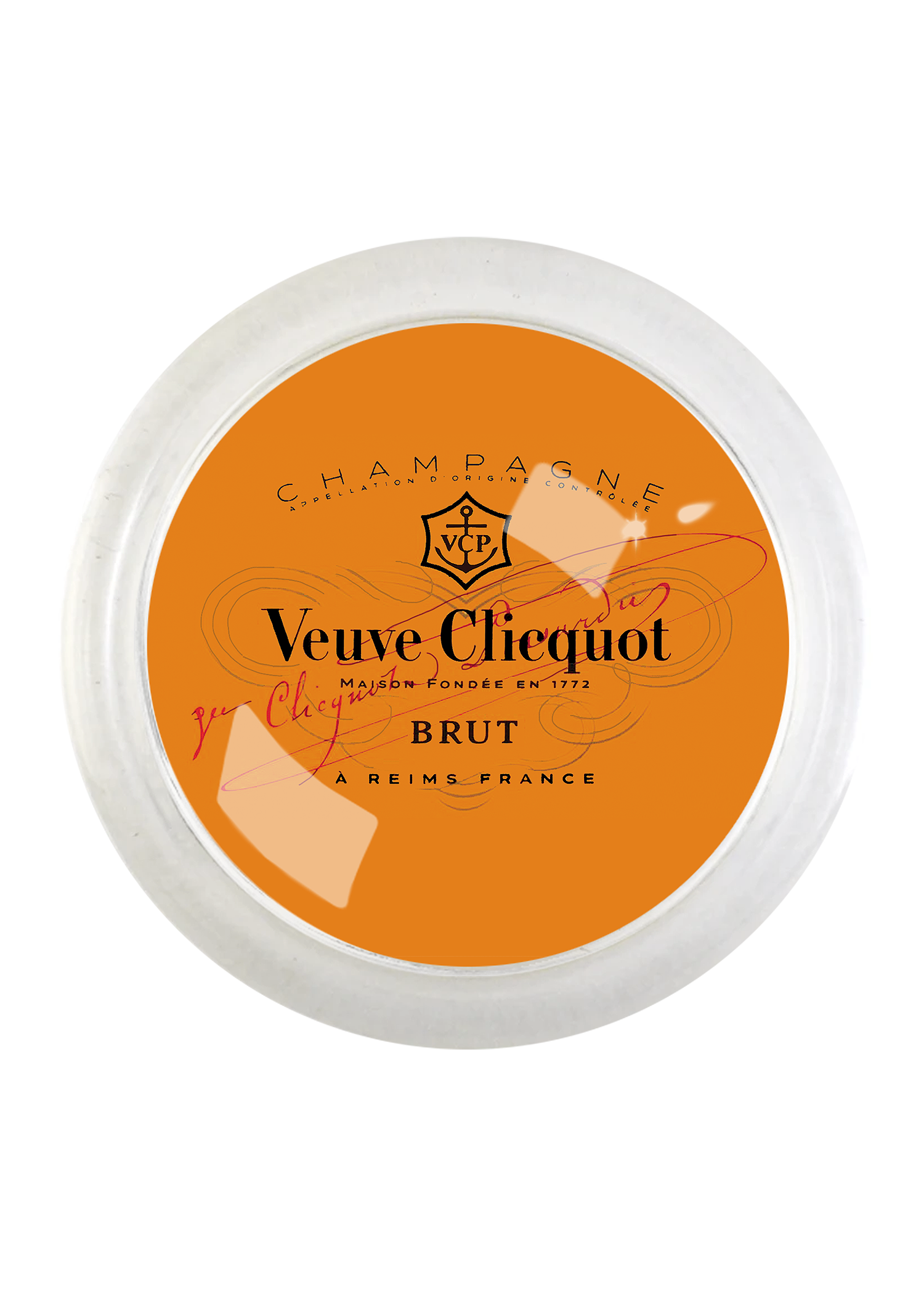 Vintage Veuve Clicquot Brut 4" Round Glass Coaster