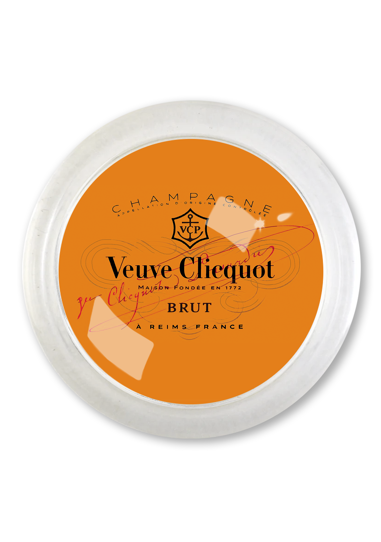 Vintage Veuve Clicquot Brut 4" Round Glass Coaster