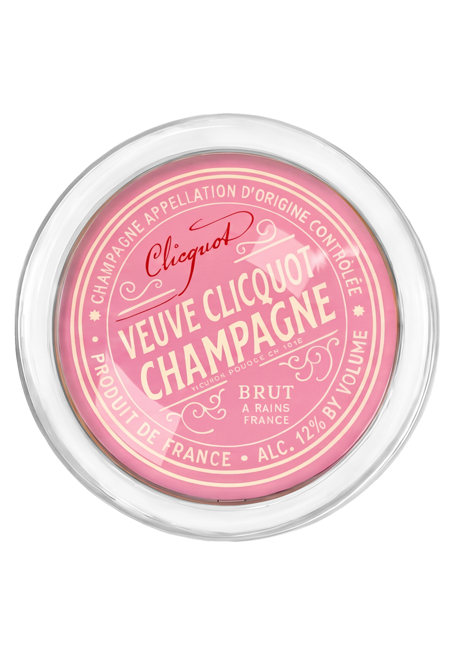 Veuve Cliciquot Champagne Rosé (Pink) 4" Round Glass Coaster