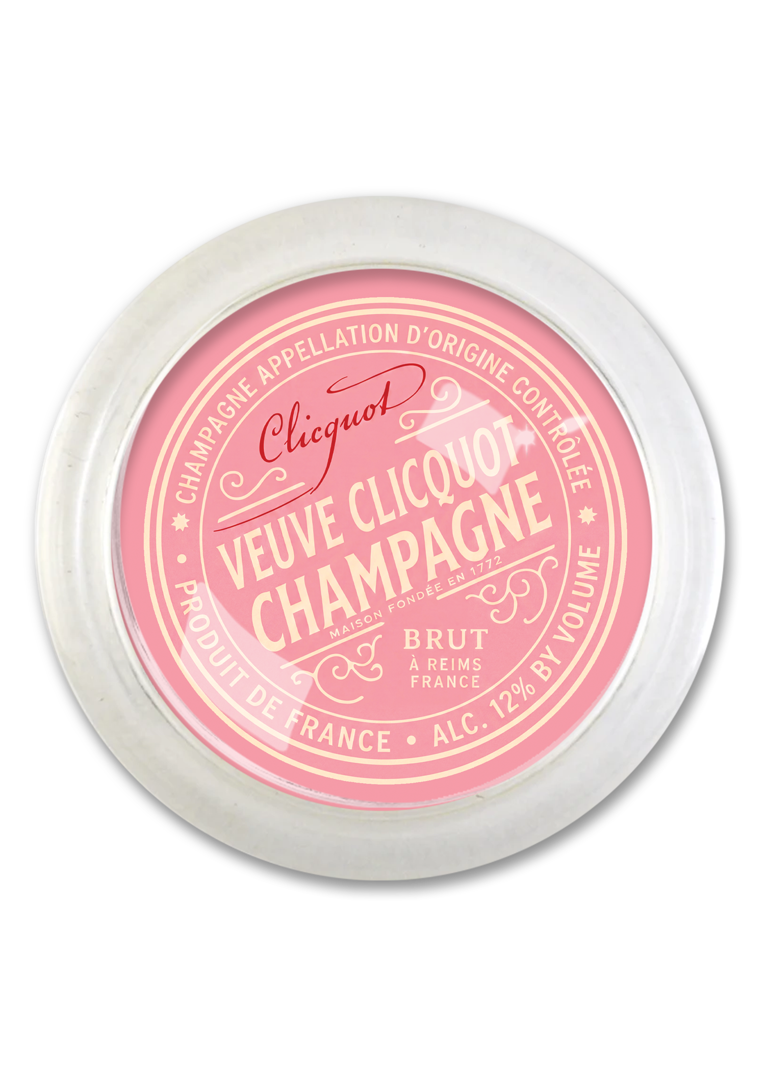 Veuve Cliciquot Champagne Rosé (Pink) 4" Round Glass Coaster