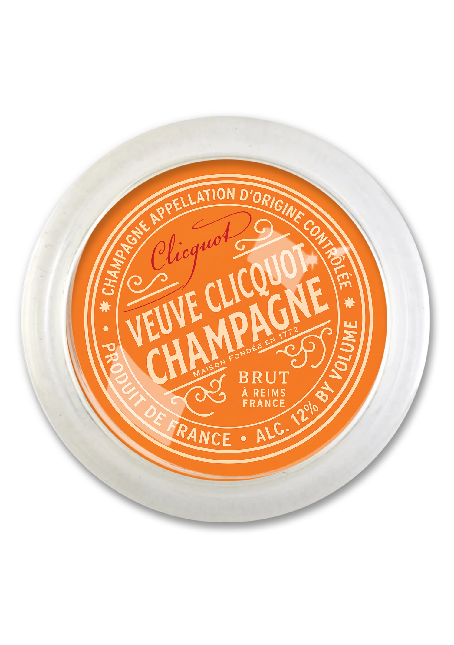 Veuve Cliciquot Champagne Brut 4" Round Glass Coaster