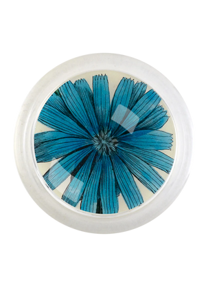 Blue Wildflower 4" Round Glass Coaster