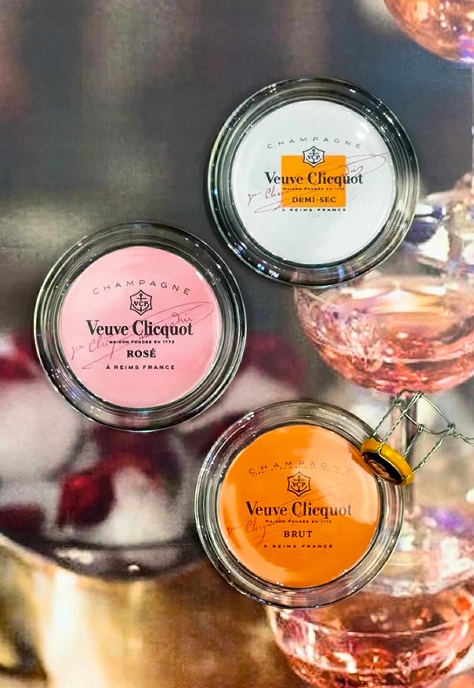 Veuve Clicquot Rose 4" Round Glass Coaster