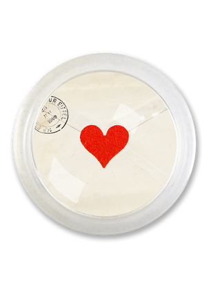 French Heart Envelope 4" Round Glass Coaster