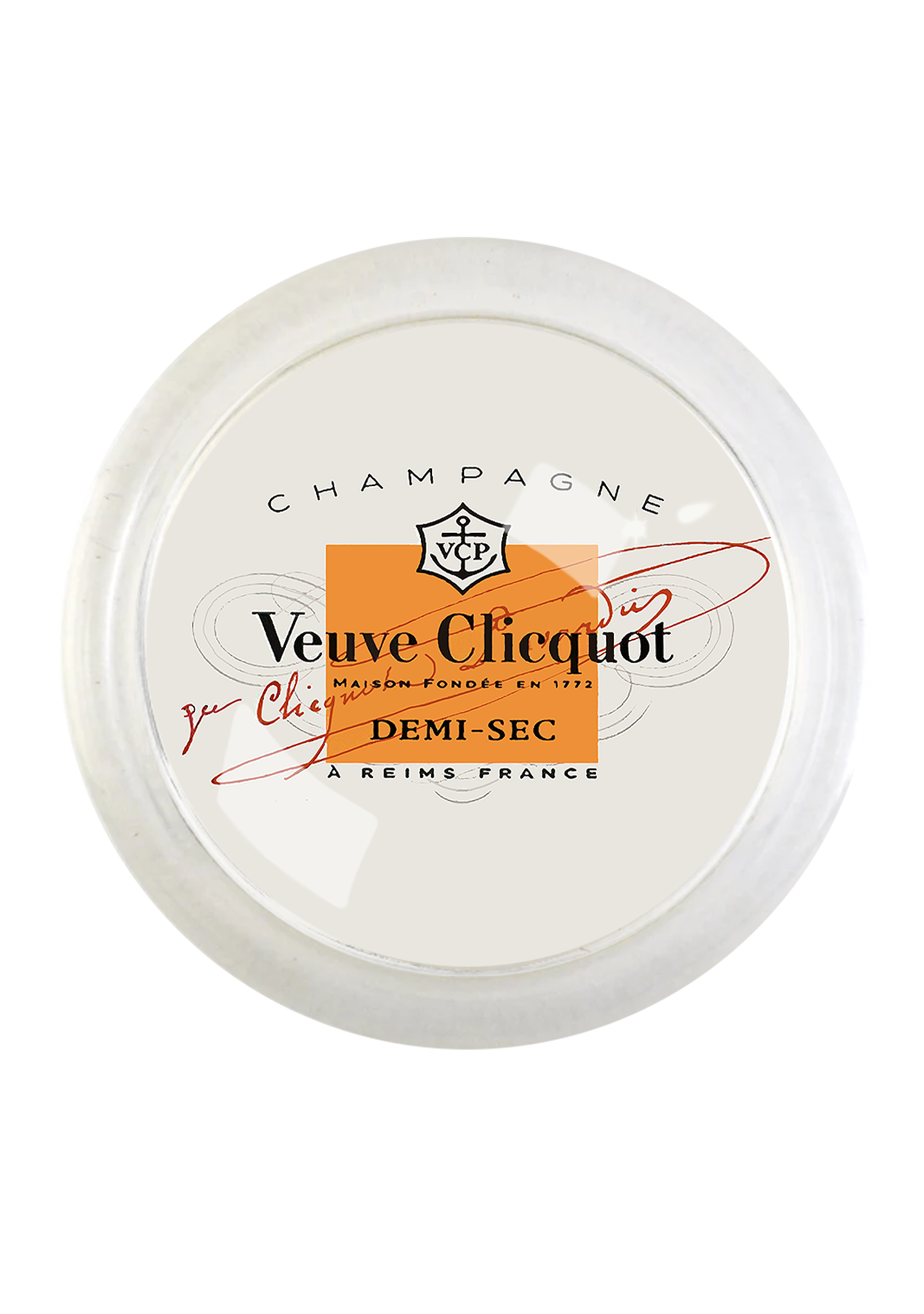 Vintage Veuve Clicquot Demi-Sec 4" Round Glass Coaster