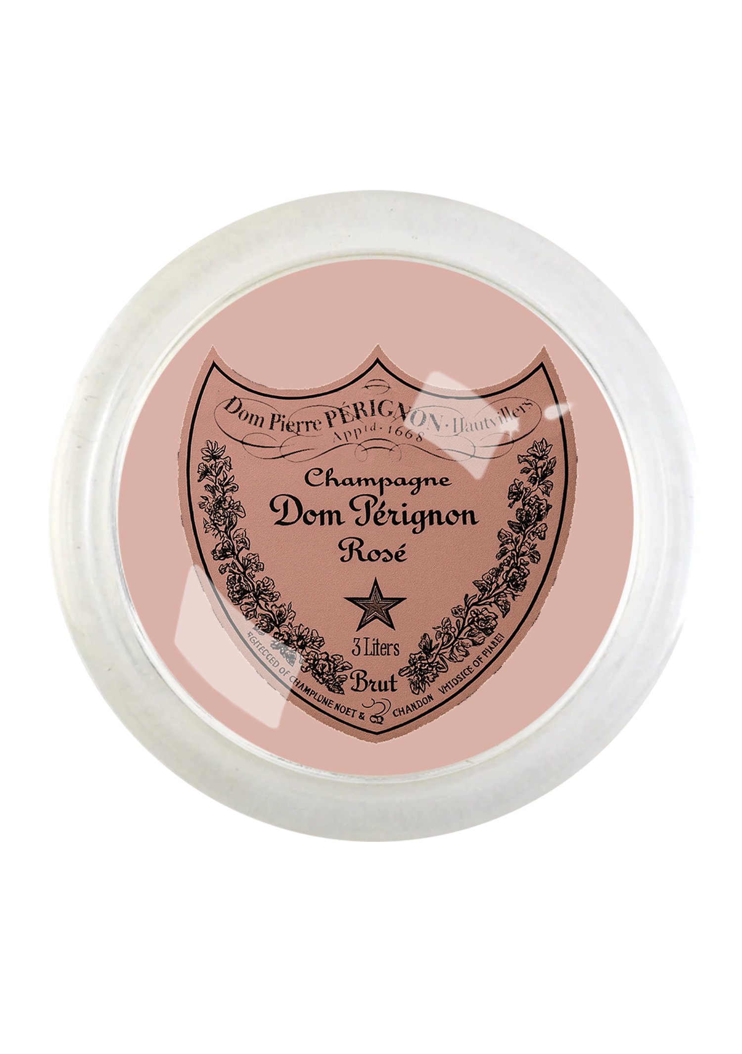 Vintage Dom Perignon Rose 4" Round Glass Coaster