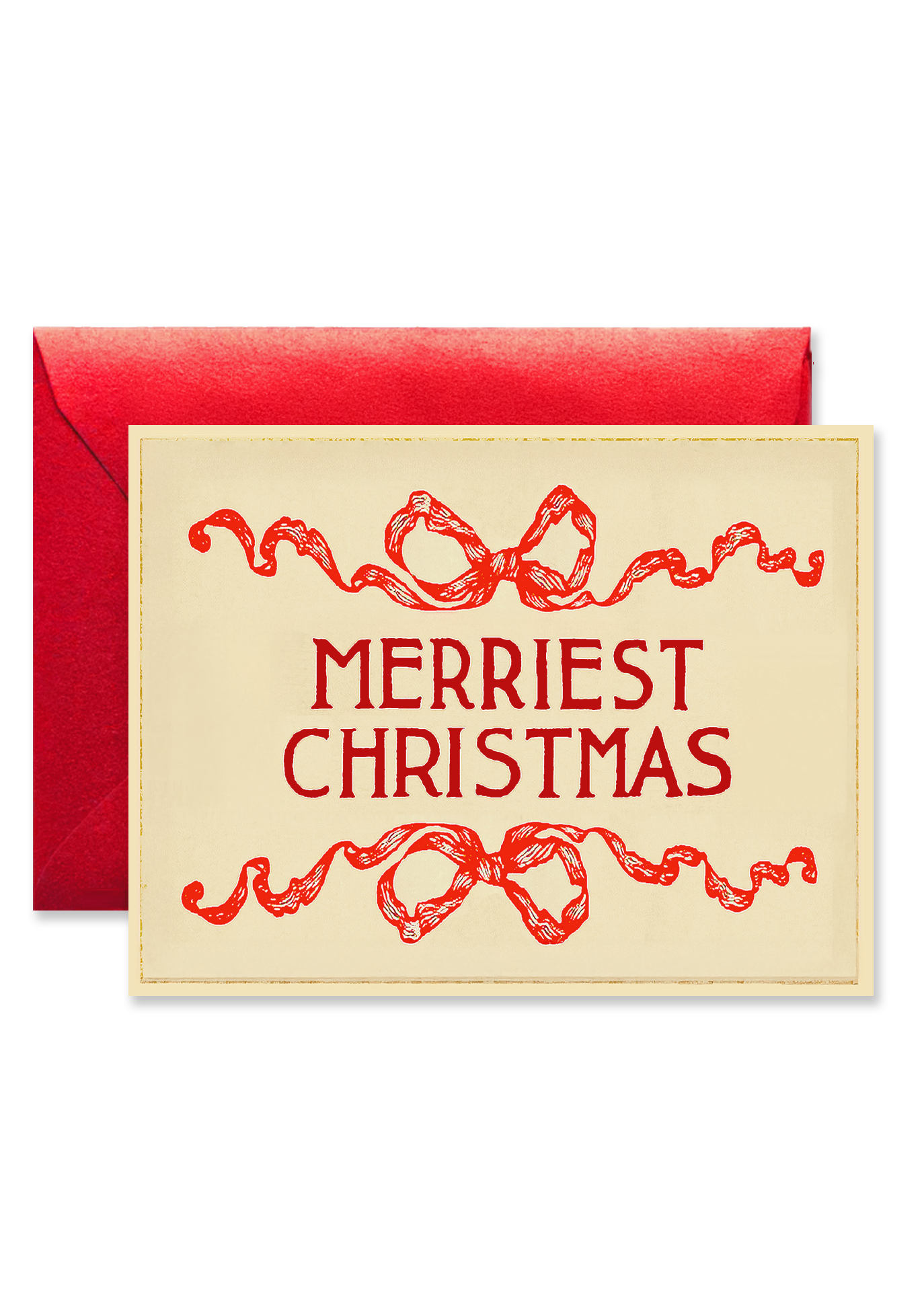 Willowberry Bow Merriest Christmas Blank A7 Greeting Card