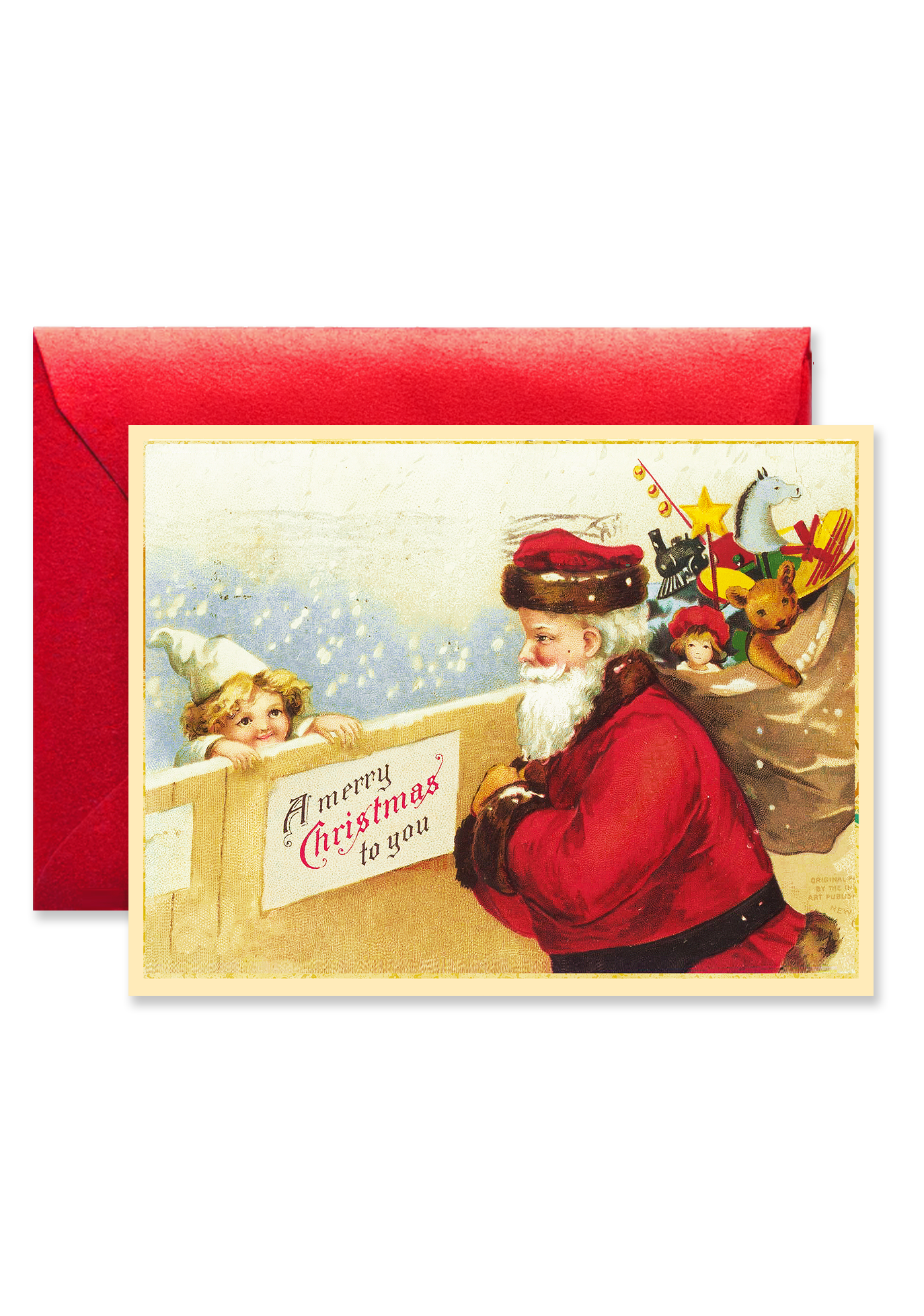 A Merry Christmas Santa with Presents Blank A7 Greeting Card
