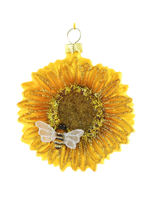 Sunflower with Bee Christmas Ornament