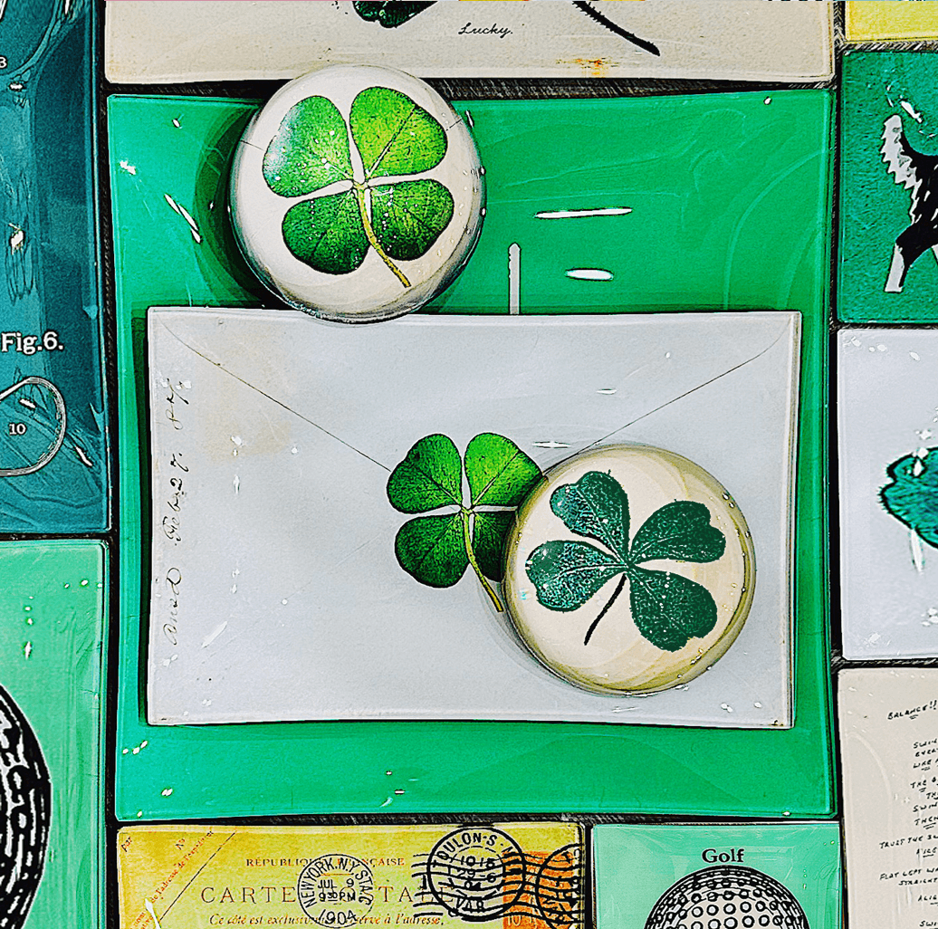 Lucky Clover Decoupage Glass Tray