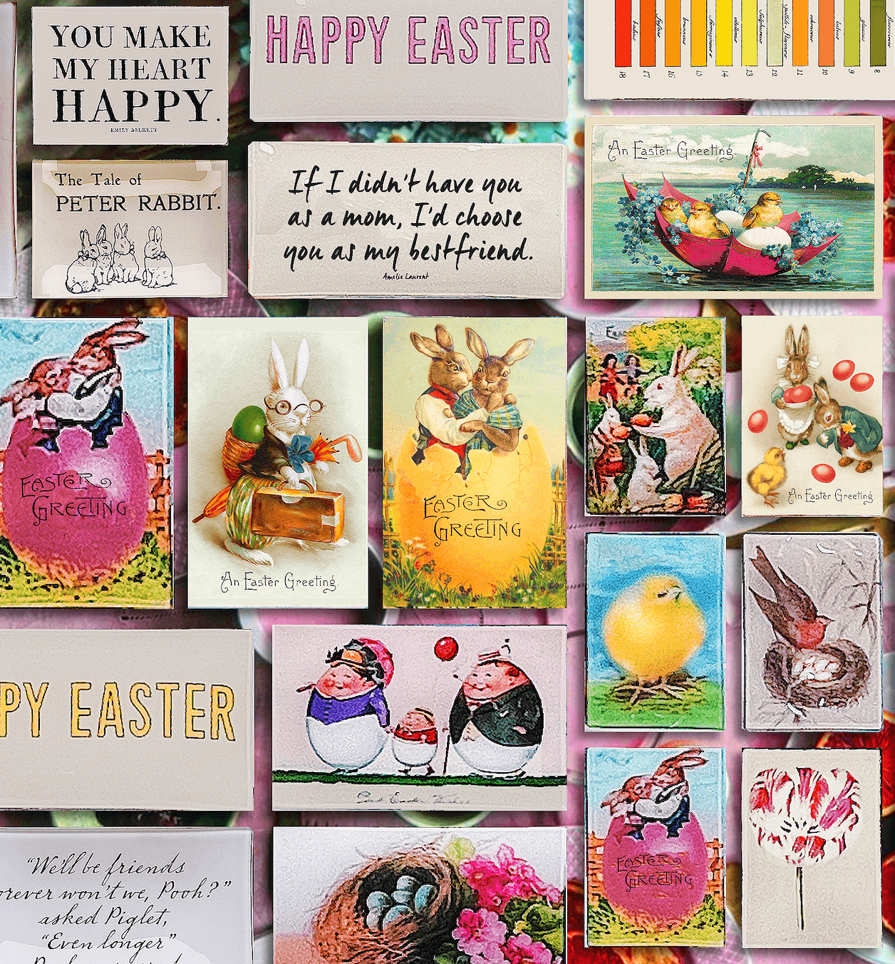 Three Egg Family Best Easter WIshes Decoupage Glass Tray - Bensgarden.com