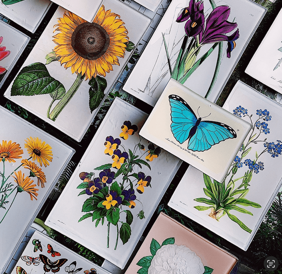 Pansies Decoupage Glass Tray - Bensgarden.com