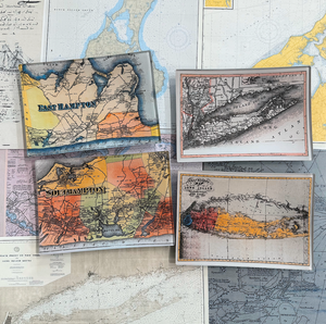 Antique Southampton, Long Island Estate Map Decoupage Glass Tray