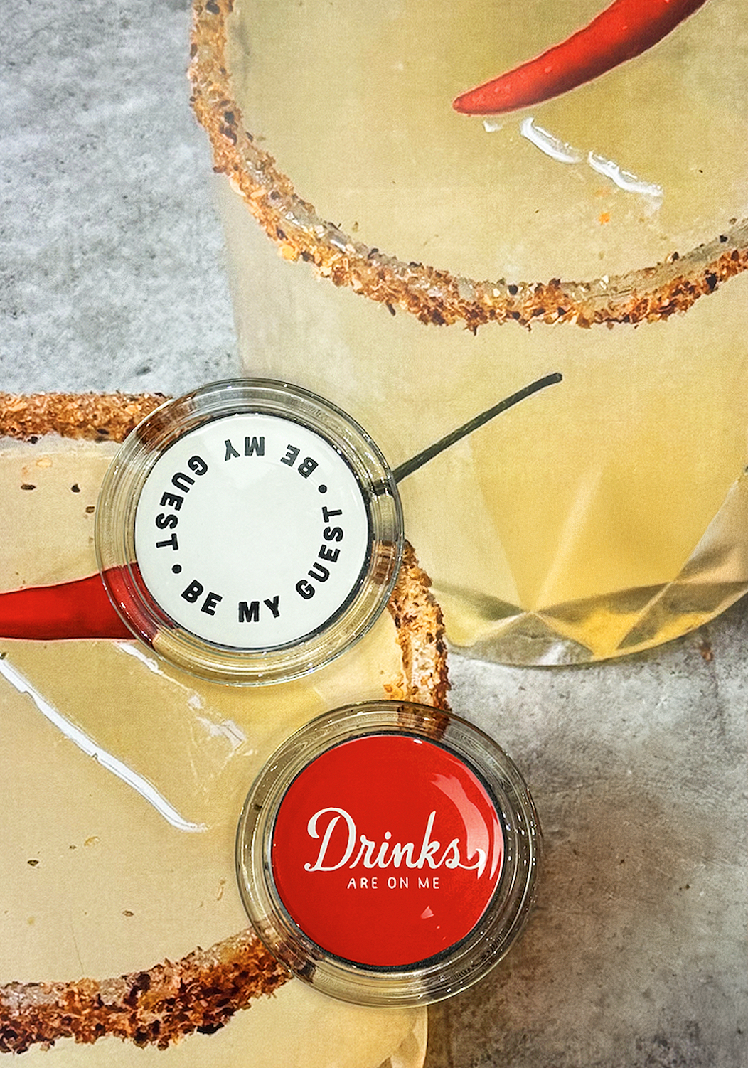 Drinks Are On Me Red 4" Round Glass Coaster