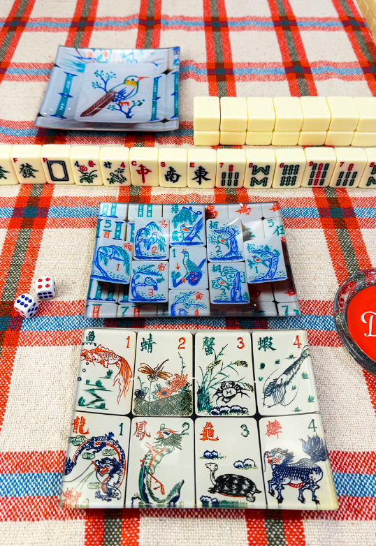 Mahjong #2 Decoupage Glass Tray