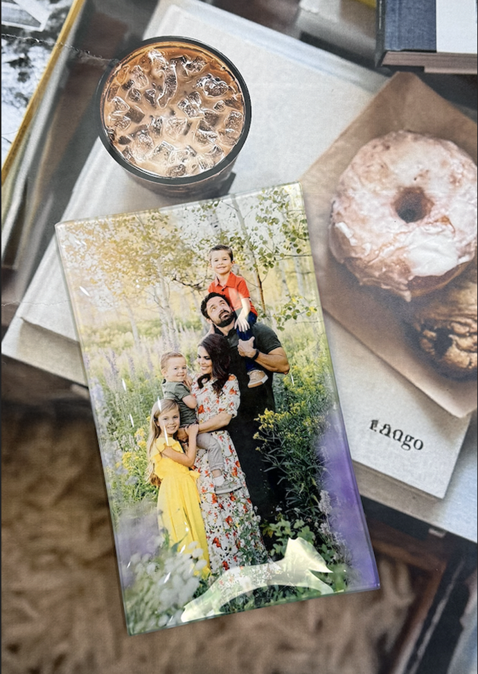 Personalized 8"x 12" Decoupage Glass Letters Tray - Bensgarden.com