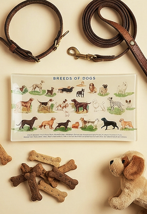 Dog Run, Breeds of Dogs Glass Decoupage Tray - Ben's Garden