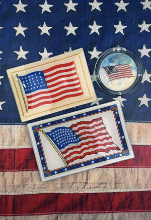 America, America American Flag Glass Decoupage Tray - Ben's Garden