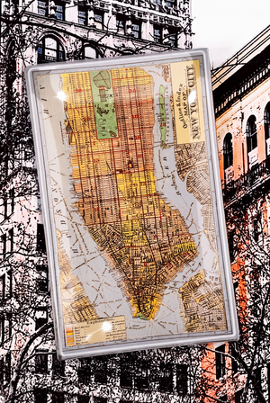 Outline & Index of New York City Map Decoupage Glass Tray