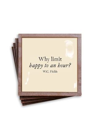 Bensgarden.com | Why Limit Happy Copper & Glass Coasters, Set of 4 - Ben's Garden. Made in New York City.