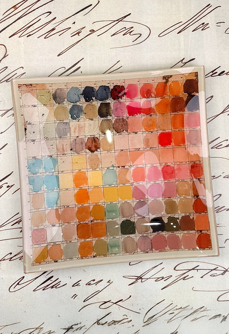 Watercolor Artist's Palette Decoupage Glass Tray