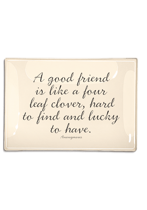 A Good Friend Is Like a Four Leaf Clover Decoupage Glass Tray - Bensgarden.com