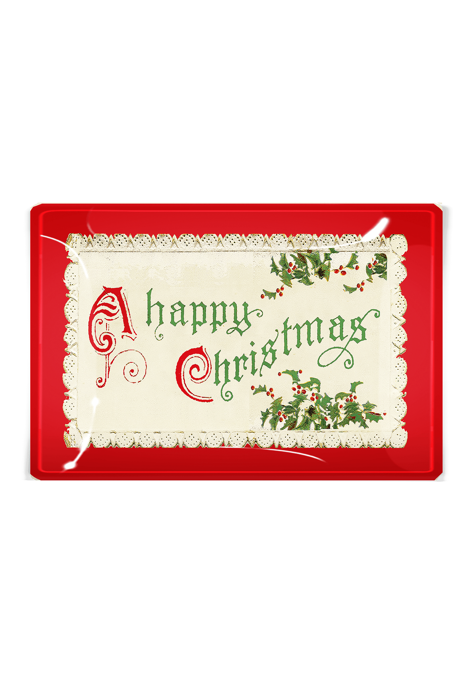 A Happy Christmas Decoupage Glass Tray