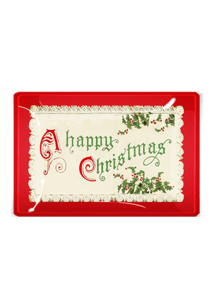 A Happy Christmas Decoupage Glass Tray - Bensgarden.com