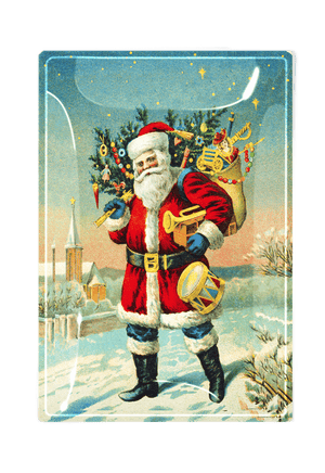 A Merry Christmas Santa With Tree Decoupage Glass Tray - Bensgarden.com