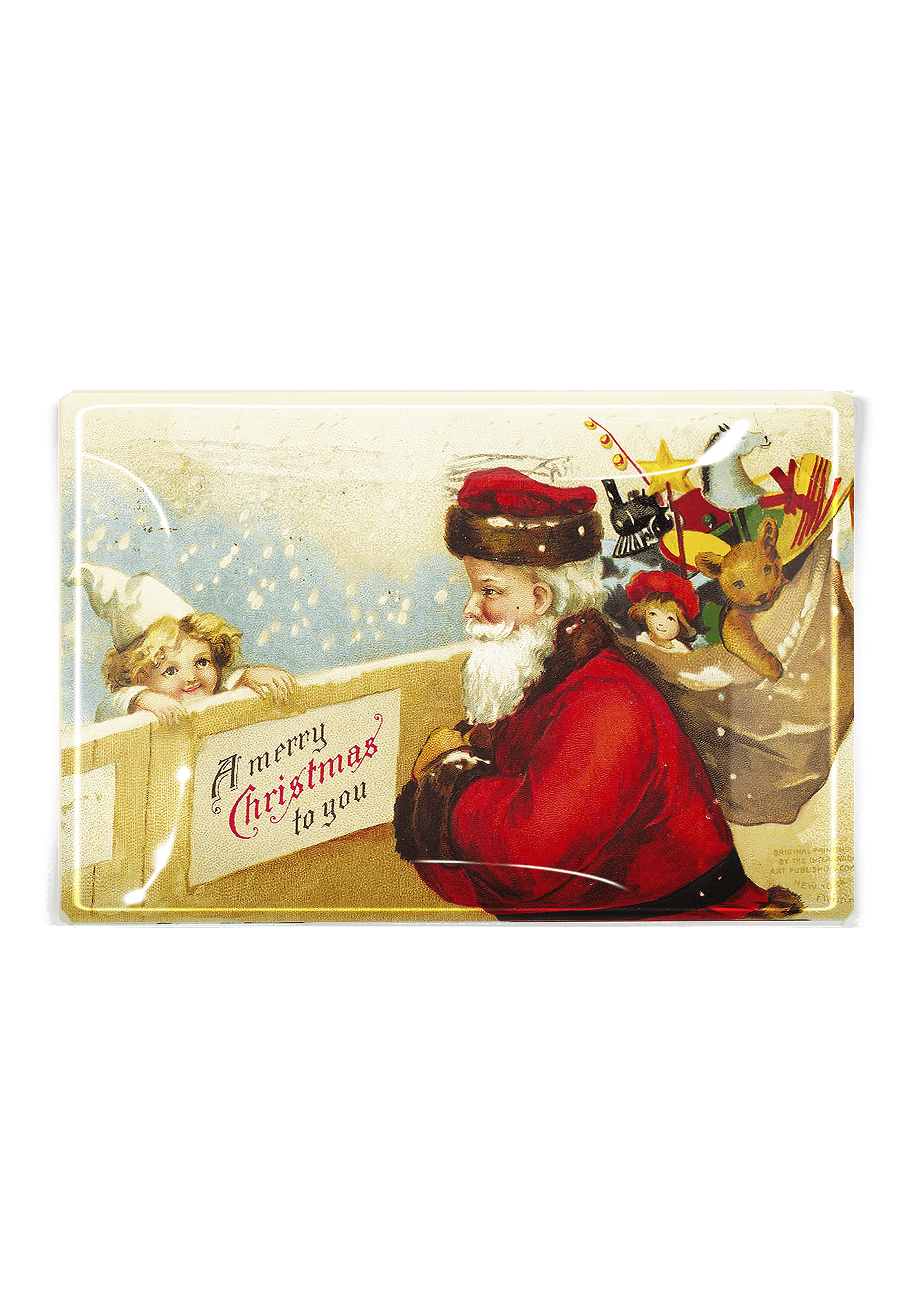 A Merry Christmas To You Santa Decoupage Glass Tray - Bensgarden.com