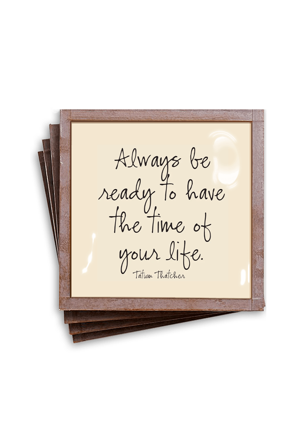 Always Be Ready Copper & Glass Coasters, Set of 4 - Bensgarden.com