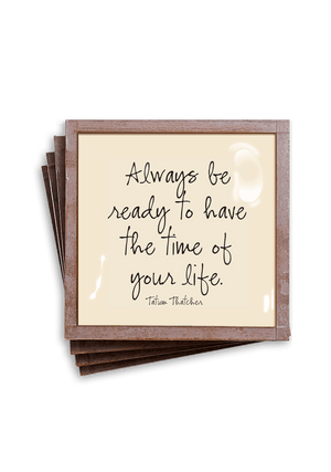 Always Be Ready Copper & Glass Coasters, Set of 4 - Bensgarden.com