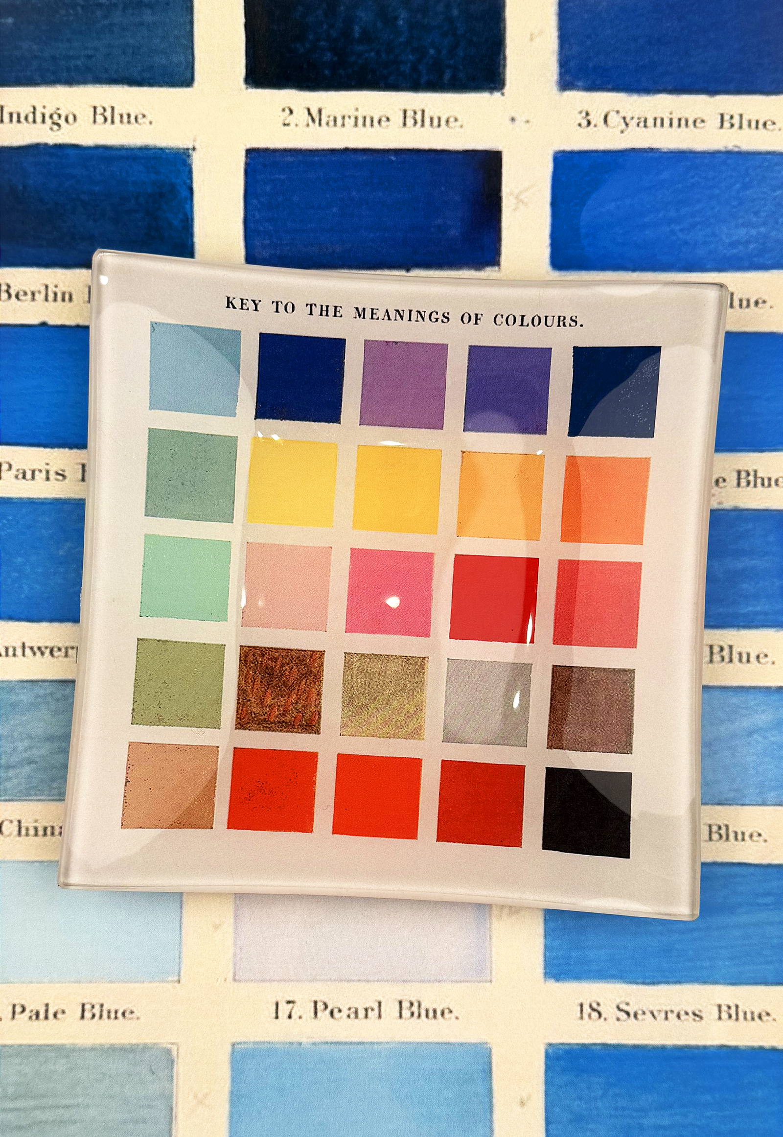 Key To The Meaning Of Colours Square Decoupage Glass Tray