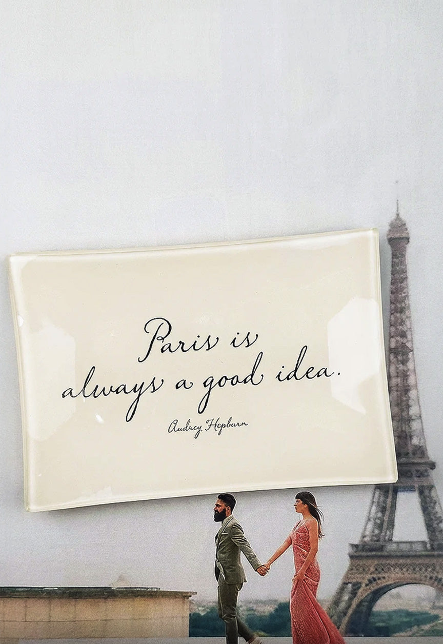 Paris Is Always A Good Idea Decoupage Glass Tray