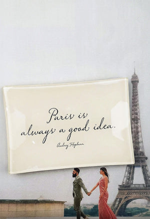 Paris Is Always A Good Idea Decoupage Glass Tray