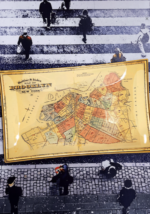 Vintage Brooklyn Map Decoupage Glass Tray