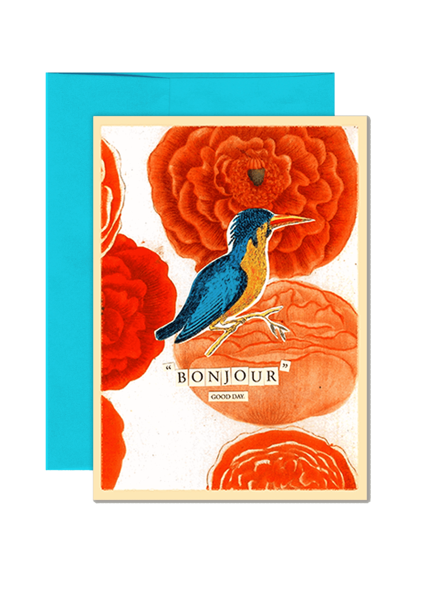 Bonjour Bluebird Folded Greeting Card - Bensgarden.com