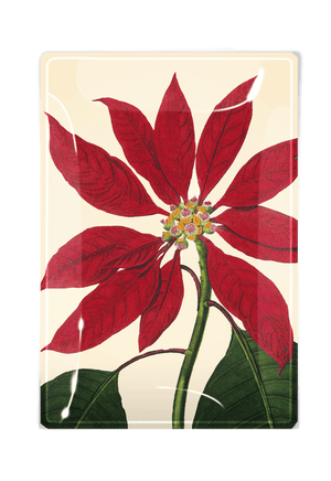 Christmas Poinsettia Decoupage Glass Tray - Bensgarden.com