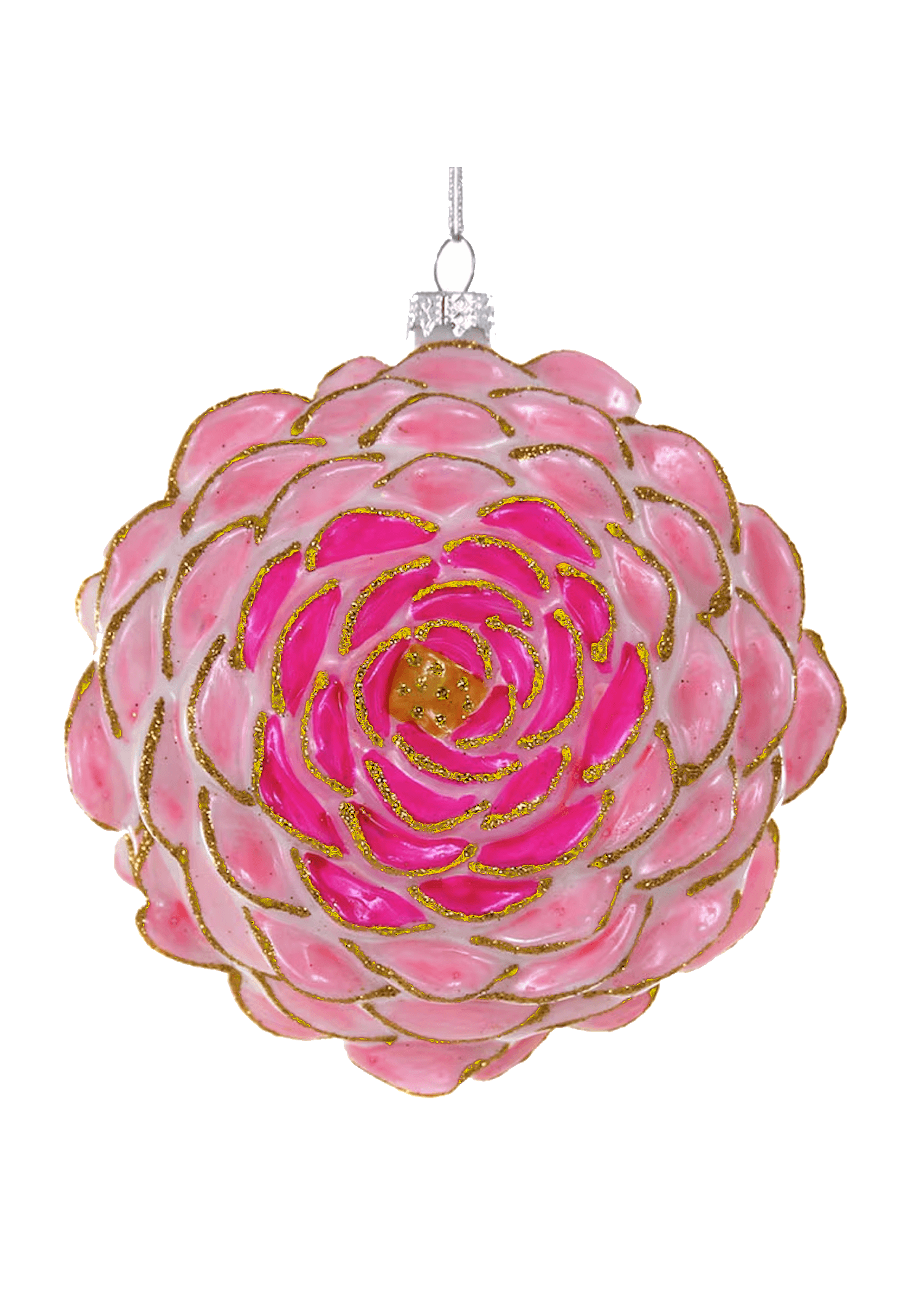 Intricate Pink Peony Blossom Christmas Ornament