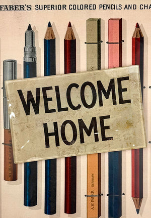 Welcome Home Parchment Decoupage Glass Tray