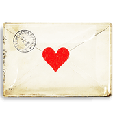 French Envelope With Heart Decoupage Glass Tray - Bensgarden.com