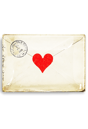 French Envelope With Heart Decoupage Glass Tray - Bensgarden.com